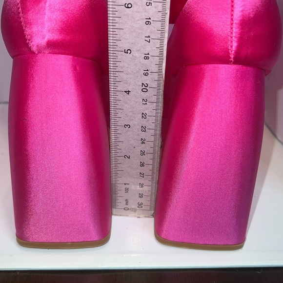 Hot Pink Platform Heel Pant Boots Leggings Statement Party Rave Outfit - Picture 8 of 9